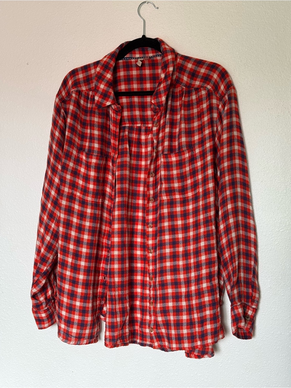 Pilcro Red Plaid Button-Up Blouse